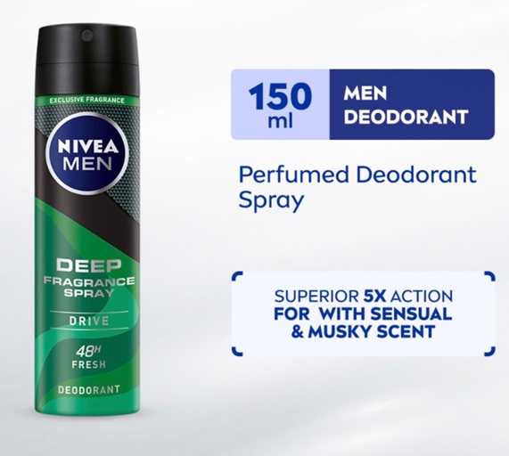 اسپری مردانه مدل DEEP FRAGRANCE SPRAY drive با حجم 150ml